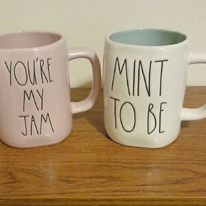 Rae Dunn Pink and White Mug Duo